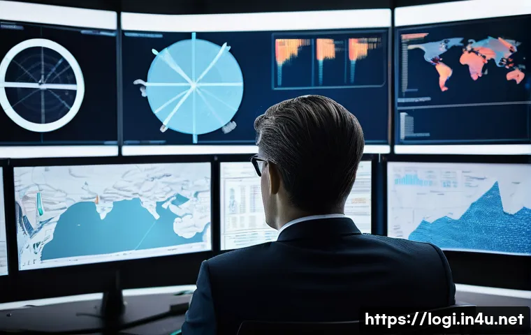 물류정보관리사와 빅데이터 활용 사례 - **Prompt:** A focused logistics information manager, either male or female, in a high-tech control r...