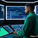 물류정보관리사 업무 자동화 사례 - **Image Prompt 1: AI-Powered Logistics Command Center**
A highly detailed, wide-angle shot of a ...